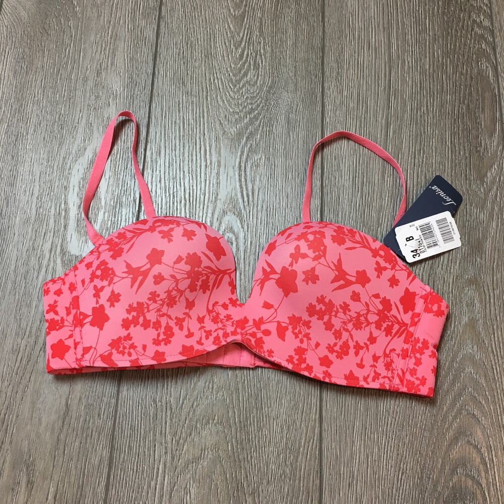 NWT Leonisa Printed Bra Floral Red Pink Padded 34B